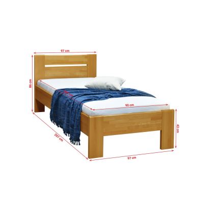 Enoposteljna postelja AMBER 90x200 cm v svetlem orehu