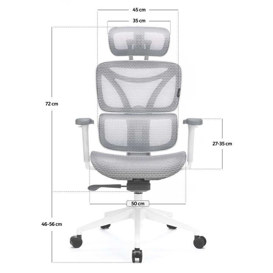 Ergonomski pisarniški stol LEVANO siva/bela/črna