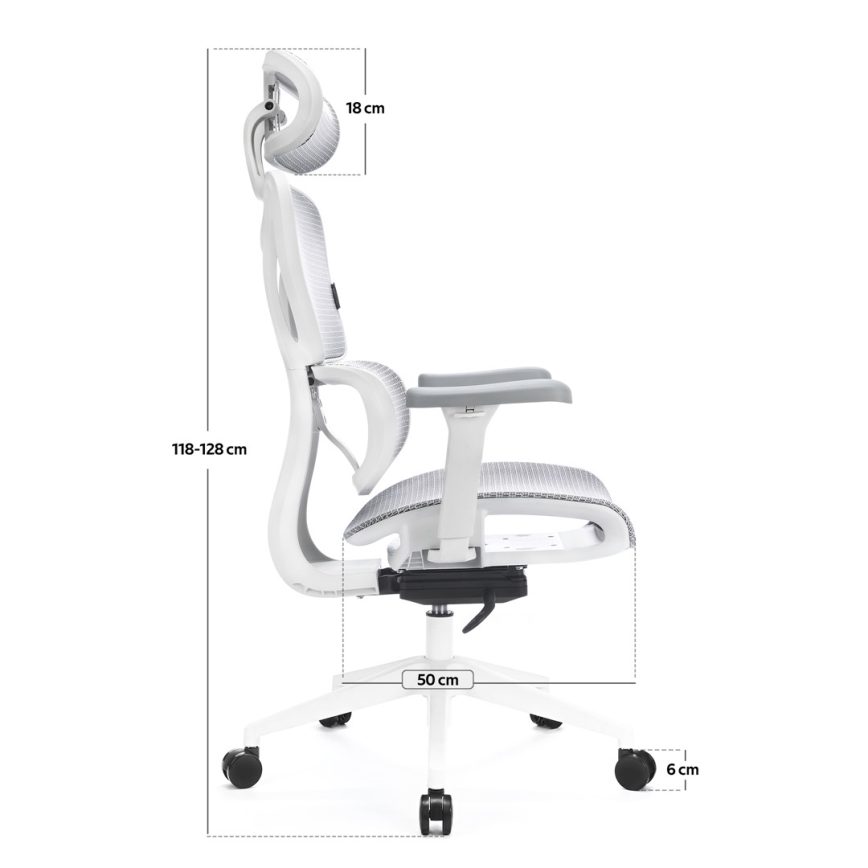 Ergonomski pisarniški stol LEVANO siva/bela/črna