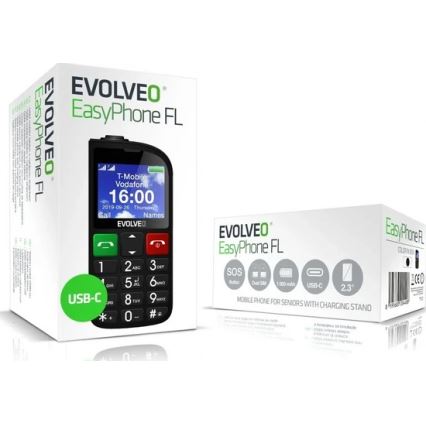 Evolveo - EasyPhone FL, mobilni telefon za starejše, črne barve