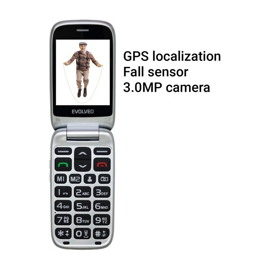 Evolveo - EasyPhone FS, preklopni mobilni telefon 2.8, rdeč