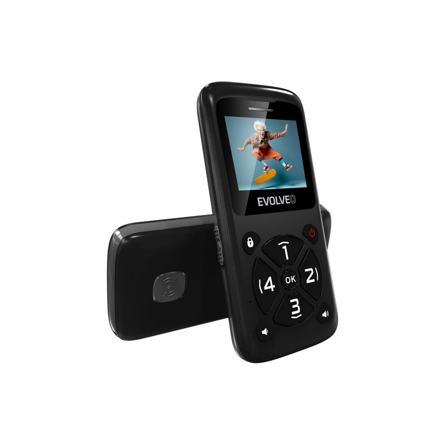 Evolveo - EasyPhone ID, črn mobilni telefon za starejše