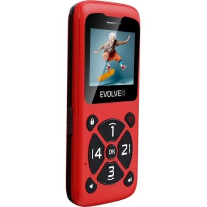 Evolveo - EasyPhone ID mobilni telefon za starejše rdeč