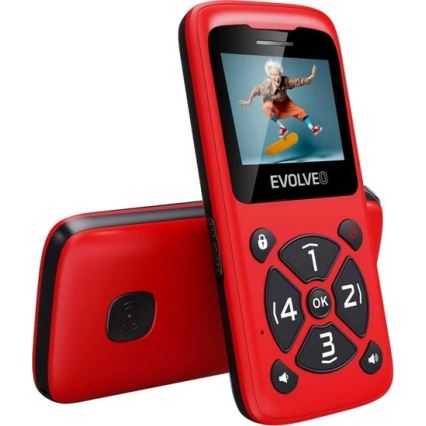 Evolveo - EasyPhone ID mobilni telefon za starejše rdeč