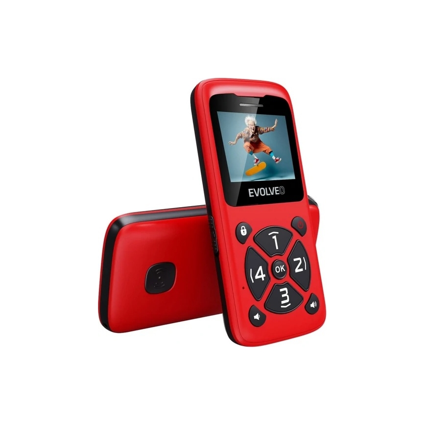 Evolveo - EasyPhone ID mobilni telefon za starejše rdeč