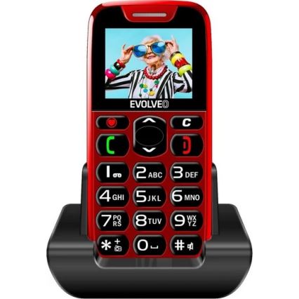 Evolveo - EasyPhone, mobilni telefon za starejše, rdeč