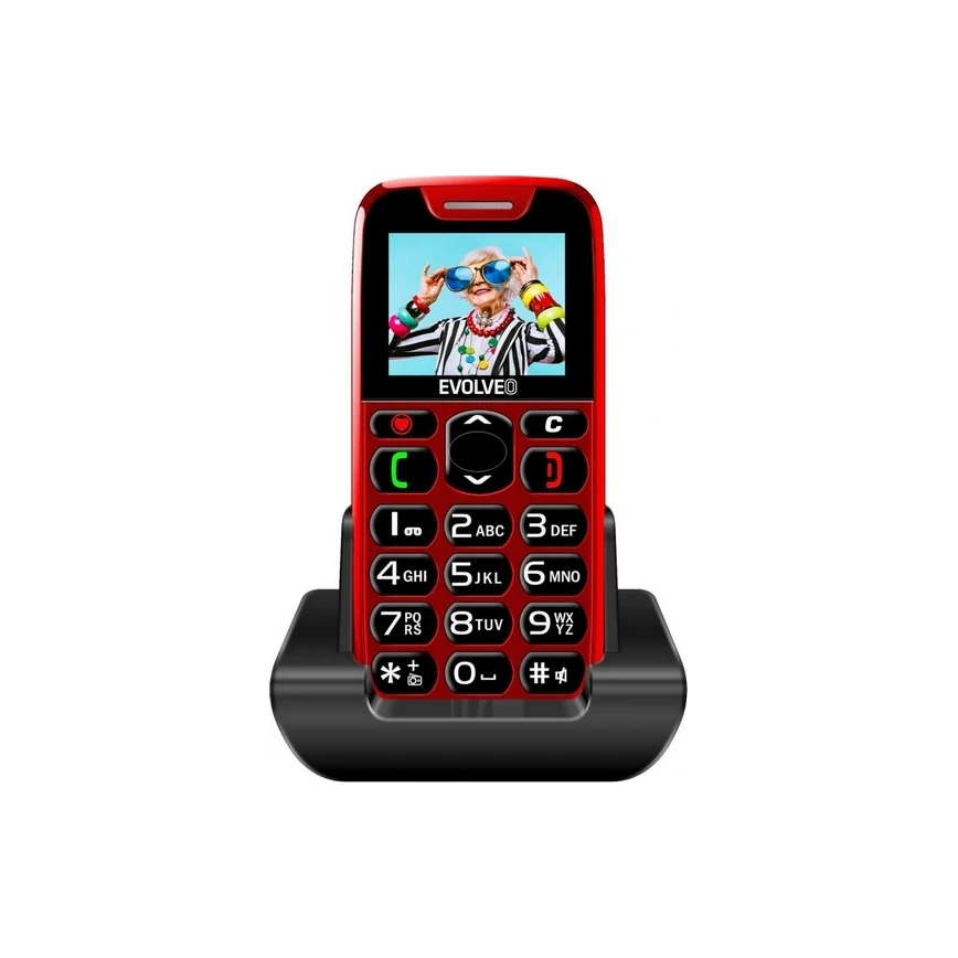 Evolveo - EasyPhone mobilni telefon za starejše v rdeči barvi