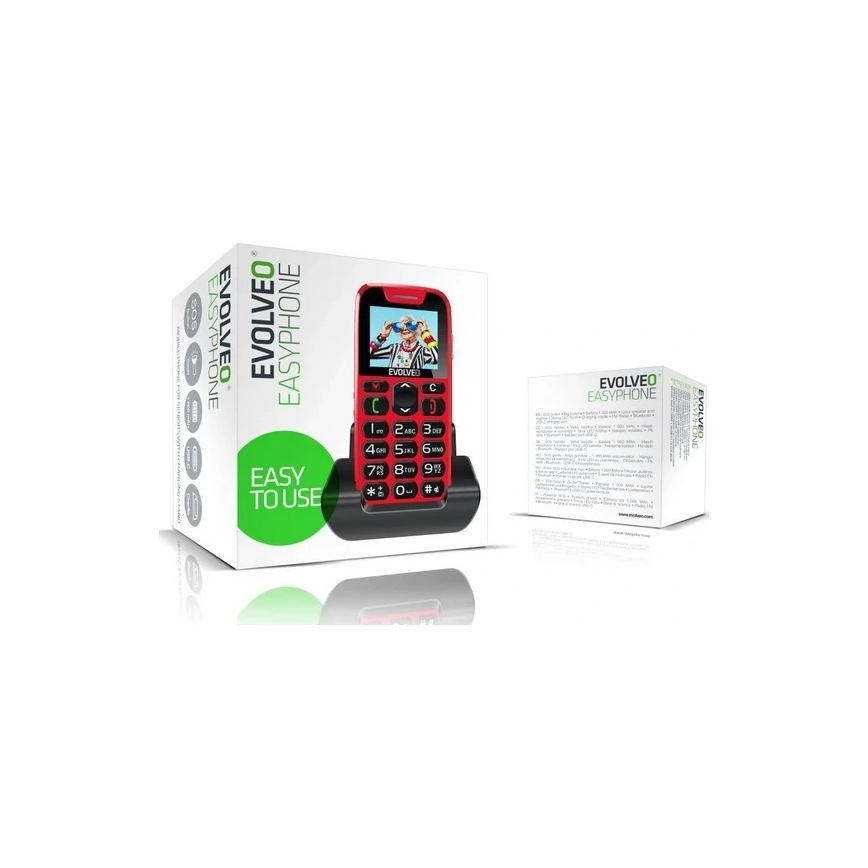 Evolveo - EasyPhone rdeč mobilni telefon za starejše