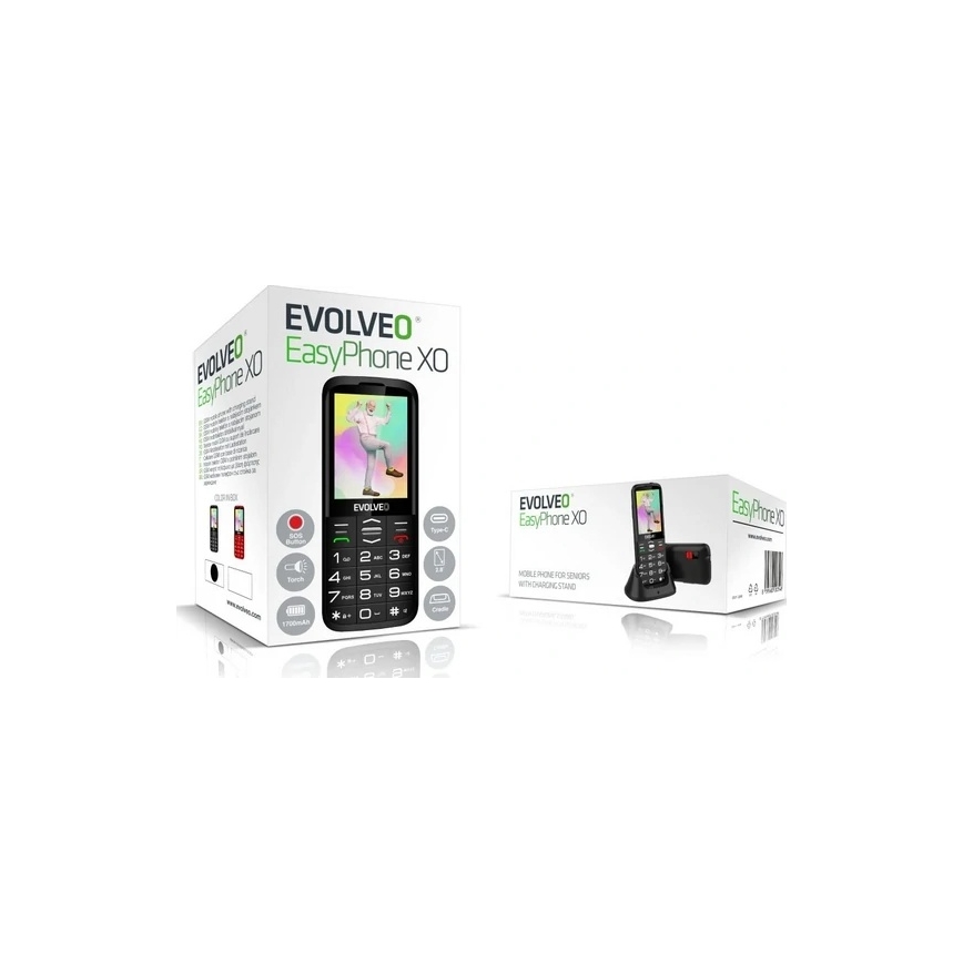Evolveo - EasyPhone XO, mobilni telefon za starejše, črn
