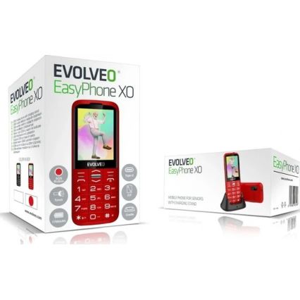 Evolveo - EasyPhone XO, mobilni telefon za starejše, rdeč