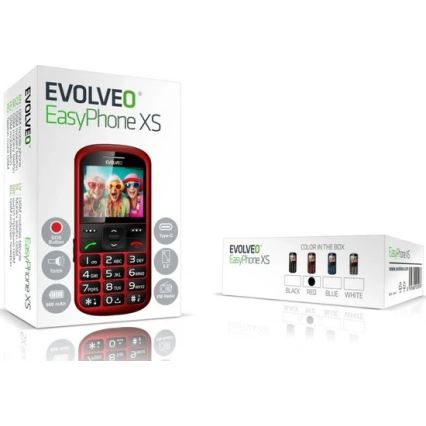 Evolveo - EasyPhone XS, mobilni telefon za starejše, rdeč