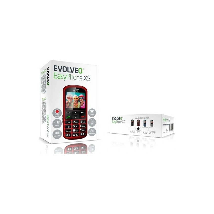Evolveo - EasyPhone XS, mobilni telefon za starejše, rdeče barve