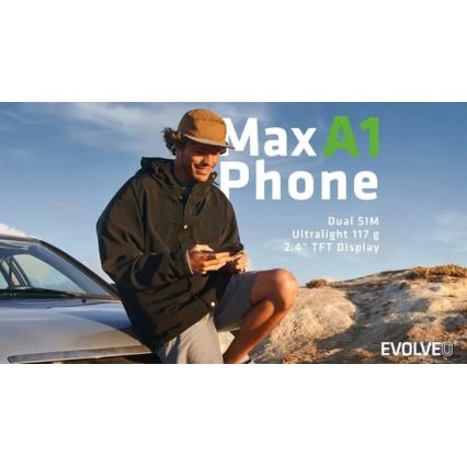 Evolveo - MaxPhone A1, telefon s tipkami, Dual SIM, črn