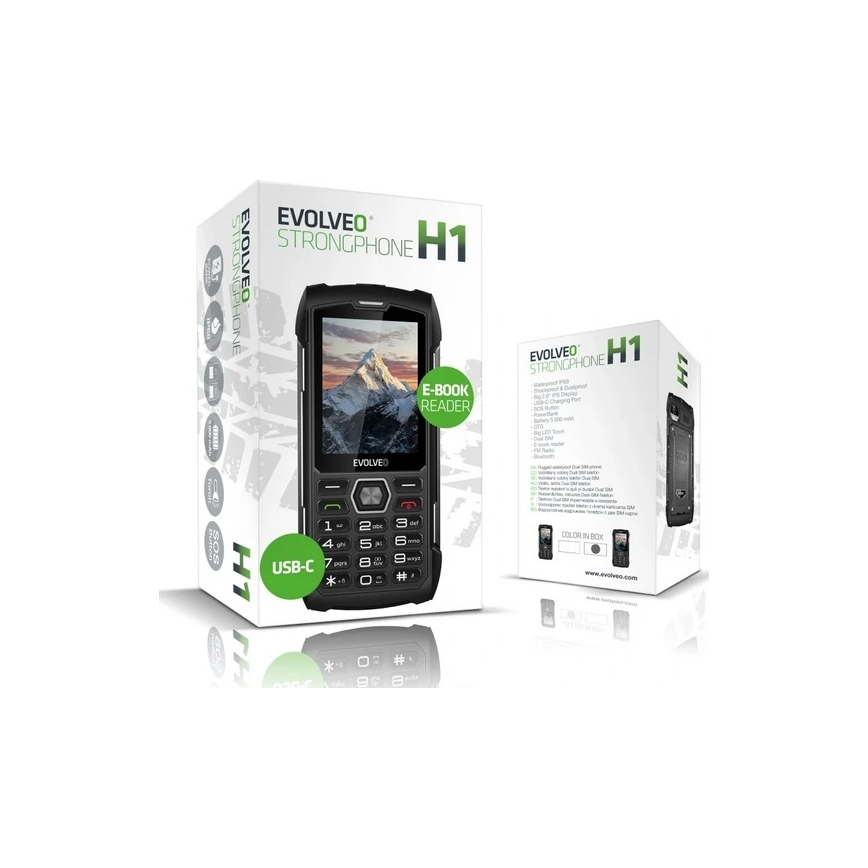 Evolveo - StrongPhone H1, vodoodporen Dual SIM telefon, črno-srebrn