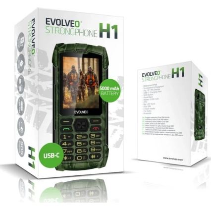 Evolveo - StrongPhone H1, vodoodporen telefon z dvema SIM, lovska kamuflaža