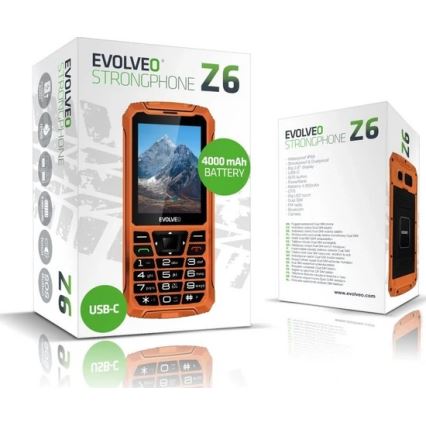 Evolveo - StrongPhone Z6, vodoodporen Dual SIM telefon, oranžen