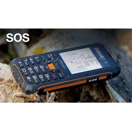 Evolveo - StrongPhone Z6, vodoodporen Dual SIM telefon v črni/oranžni