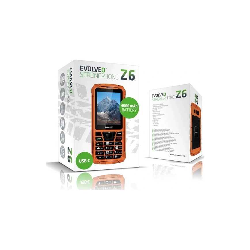 Evolveo - StrongPhone Z6, vodoodporen telefon z dvema SIM, oranžen