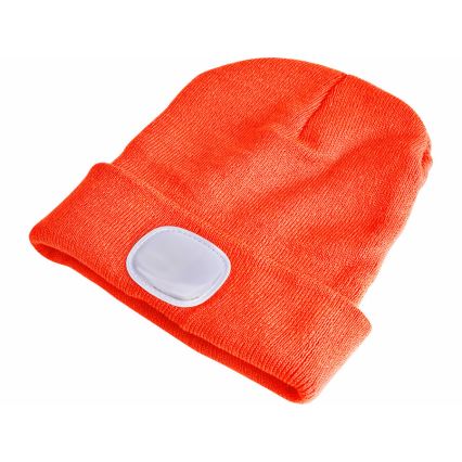 Extol - Kapa s čelno svetilko in USB polnjenjem 250 mAh neonsko oranžna vel. UNI