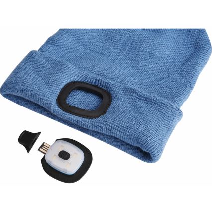 Extol - kapa s čelno svetilko in USB-polnjenjem 300 mAh, modra, vel. UNI
