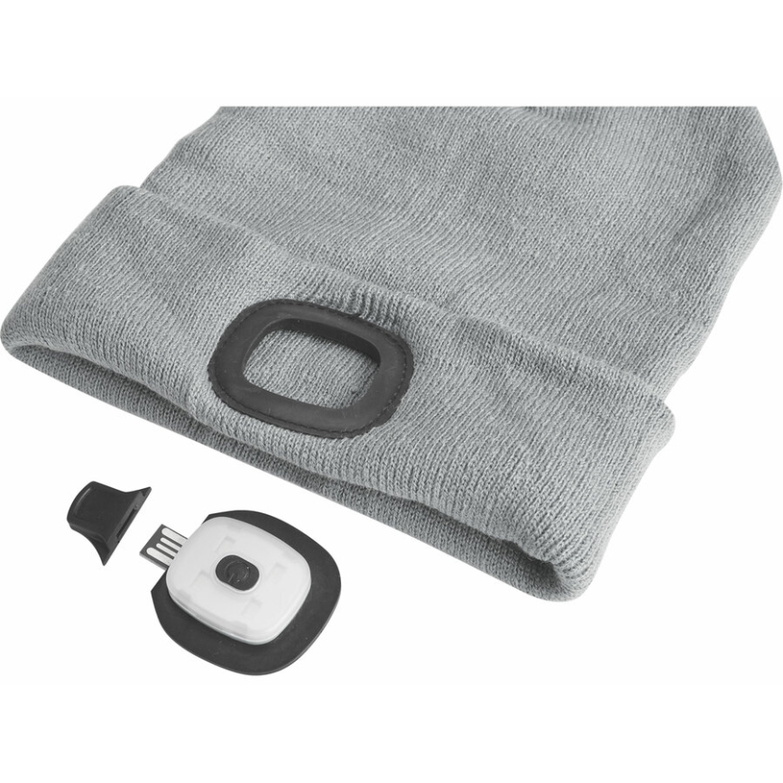 Extol - Kapa s čelno svetilko in USB-polnjenjem 300 mAh, siva, vel. UNI