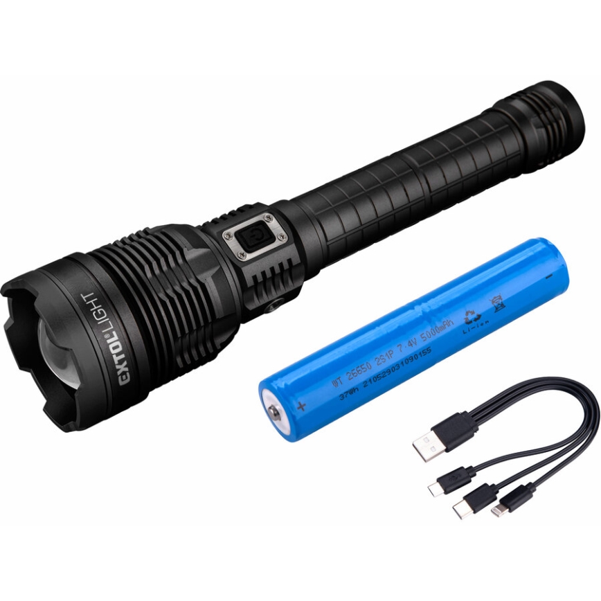 Extol - LED Zatemnitvena polnilna svetilka s power bankom LED/60W/10000 mAh 8000 lm IPX4 črna