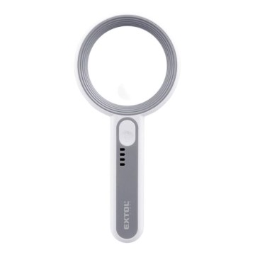 Extol - LED Zatemnjiva polnilna lupa z LED-osvetlitvijo/650 mAh bela/siva