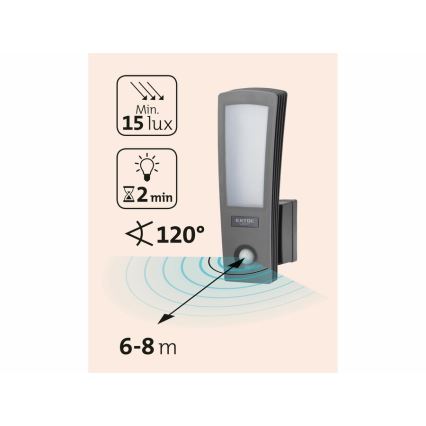 Extol - LED Zunanja stenska svetilka s senzorjem LED/15W/230V IP65