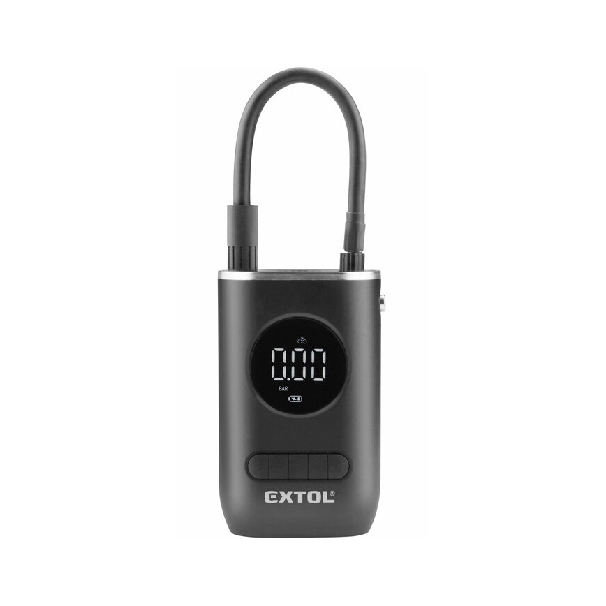 Extol Premium - Digitalni žepni kompresor 2000 mAh 7,4V črn