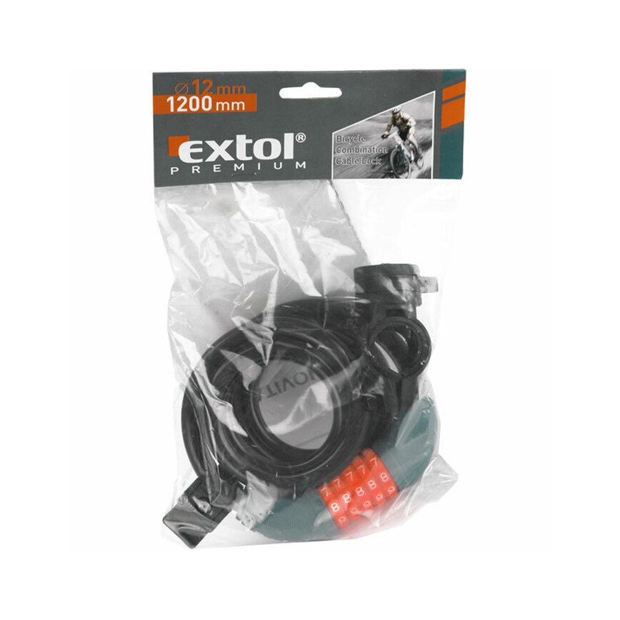 Extol Premium - Kabelska ključavnica za kolo 12x1200 mm z petmestnim kodom