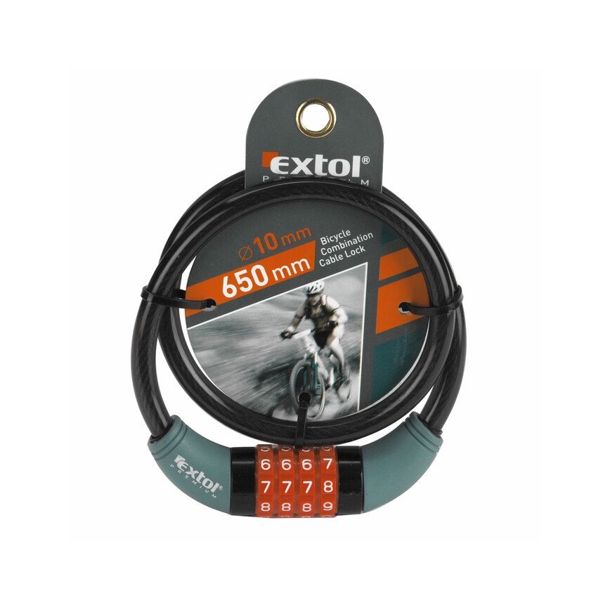 Extol Premium - Ključavnica za kolo 10x650 mm s štirimestno kodo