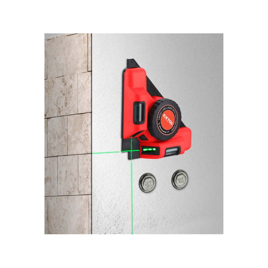 Extol Premium - Laserski kotnik 90° z električnim vakuumskim modulom 5V/1000 mAh