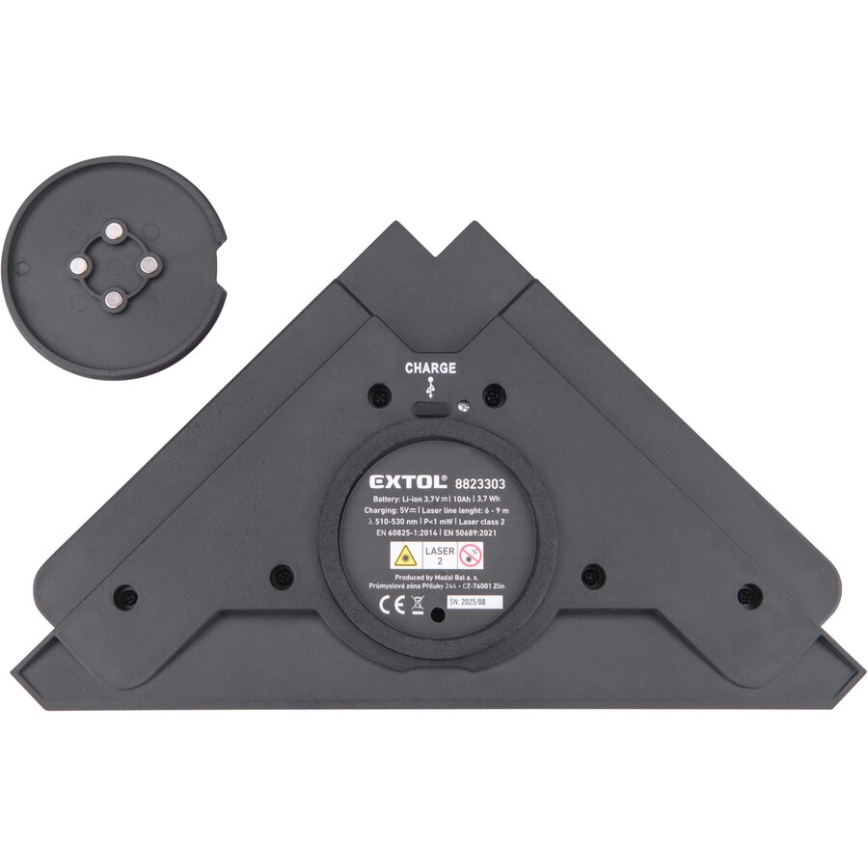 Extol Premium - Laserski kotnik 90° z električnim vakuumskim modulom 5V/1000 mAh