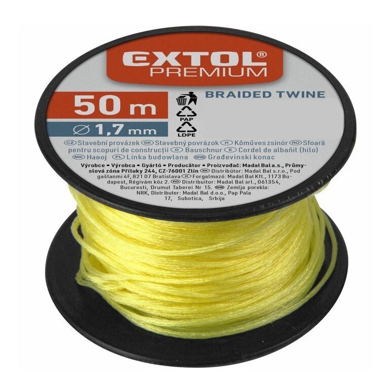 Extol Premium - Vrv 1,7mm x 50m rumena