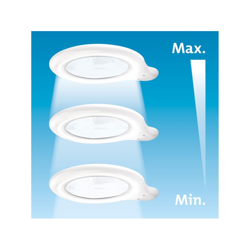 Extol - Zatemnljiva LED namizna svetilka z lupo LED/10W/230V bela