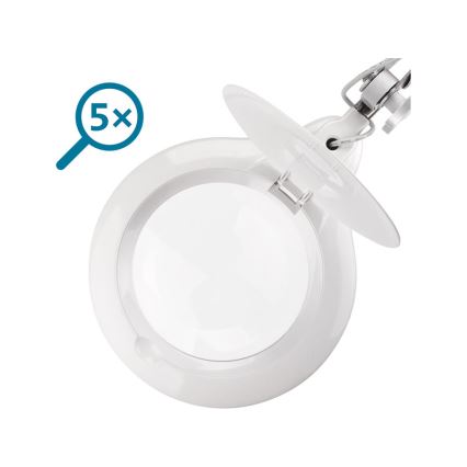 Extol - Zatemnljiva LED namizna svetilka z lupo LED/10W/230V bela