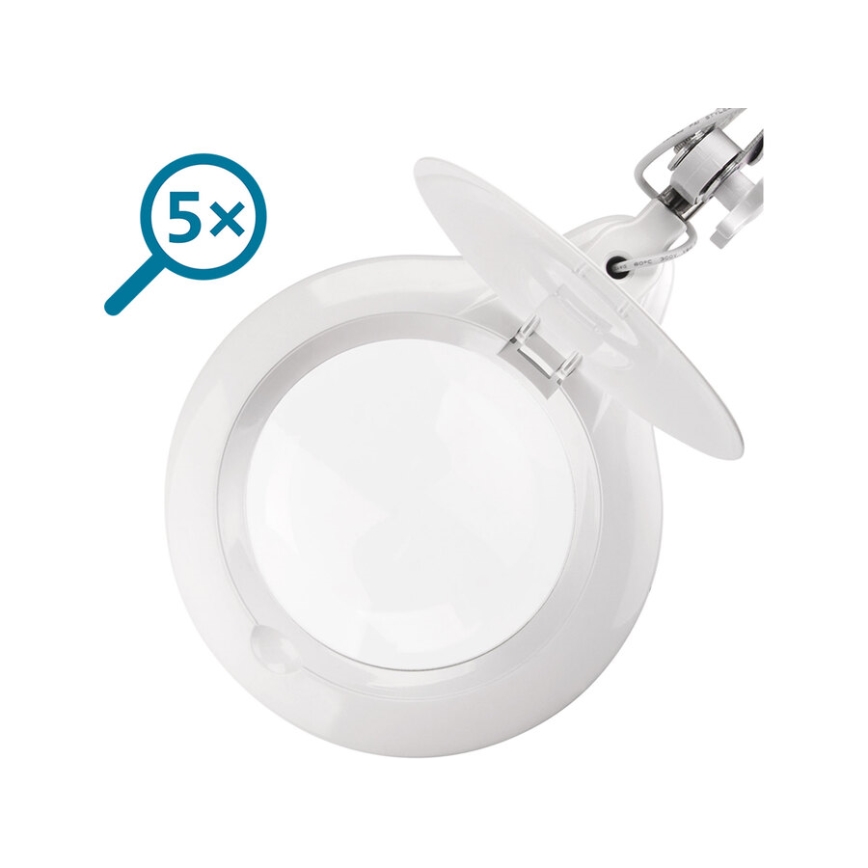Extol - Zatemnljiva LED namizna svetilka z lupo LED/10W/230V bela
