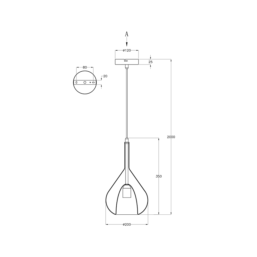Fabas Luce 3481-40-241 - Lestenec na vrvici LILA 1xE27/40W/230V prozorna
