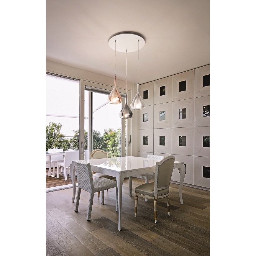 Fabas Luce 3481-47-297 - Lestenec na vrvici LILA 3xE27/40W/230V zlata/siva/prozorna
