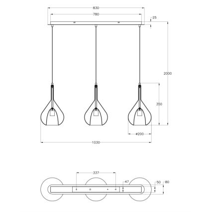 Fabas Luce 3481-48-297 - Lestenec na vrvici LILA 3xE27/40W/230V prozorna/zlata/siva