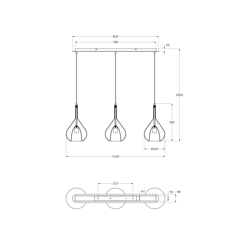 Fabas Luce 3481-48-297 - Lestenec na vrvici LILA 3xE27/40W/230V prozorna/zlata/siva