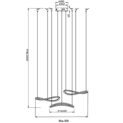 Fabas Luce 3711-47-102 - LED Lestenec na vrvici TIRRENO LED/50W/230V