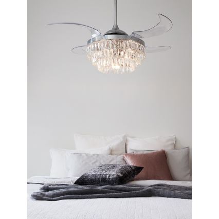 FANAWAY 212923 - LED Stropni ventilator VEIL 6xE14/4,5W/230V sijajni krom + Daljinski upravljalnik