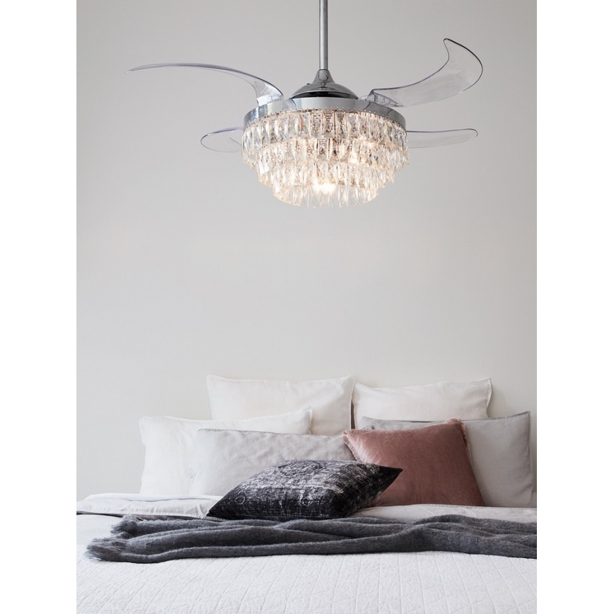 FANAWAY 212923 - LED Stropni ventilator VEIL 6xE14/4,5W/230V sijajni krom + Daljinski upravljalnik