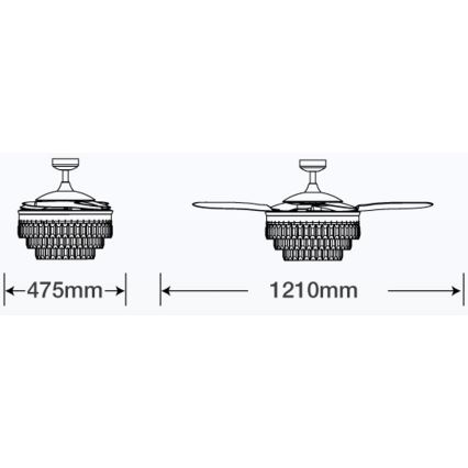 FANAWAY 212923 - LED Stropni ventilator VEIL 6xE14/4,5W/230V sijajni krom + Daljinski upravljalnik