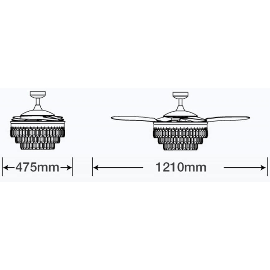 FANAWAY 212923 - LED Stropni ventilator VEIL 6xE14/4,5W/230V sijajni krom + Daljinski upravljalnik