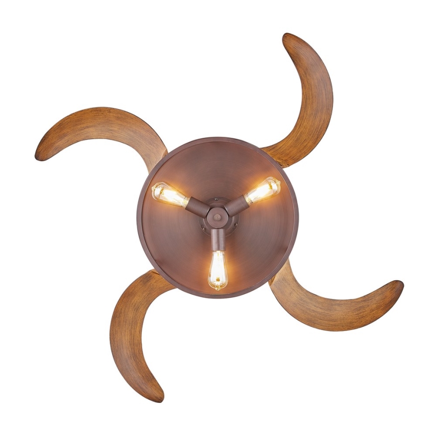 FANAWAY 212925 - LED Stropni ventilator CLASSIC 3xE27/4W/230V rjava + Daljinski upravljalnik