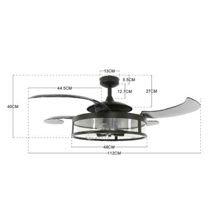 FANAWAY 212927 - LED Stropni ventilator CLASSIC 3xE27/4W/230V črna + Daljinski upravljalnik