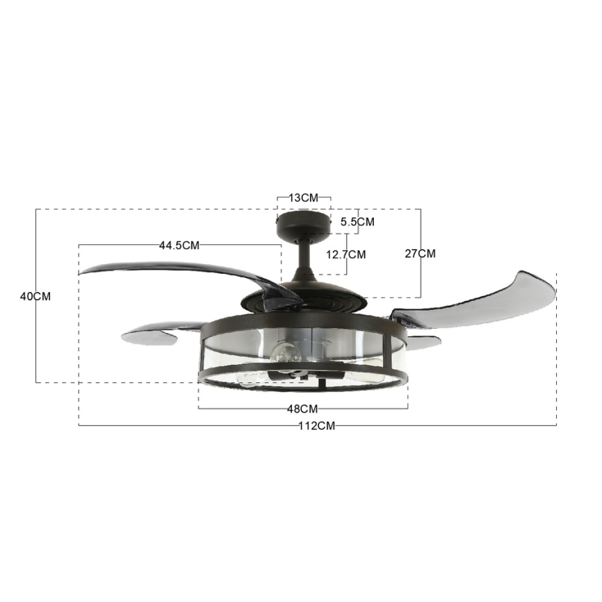 FANAWAY 212927 - LED Stropni ventilator CLASSIC 3xE27/4W/230V črna + Daljinski upravljalnik