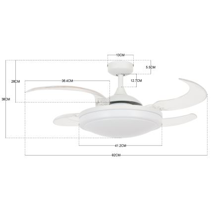 FANAWAY 212980 - Stropni ventilator EVORA 2xE27/15W/230V bela + Daljinski upravljalnik